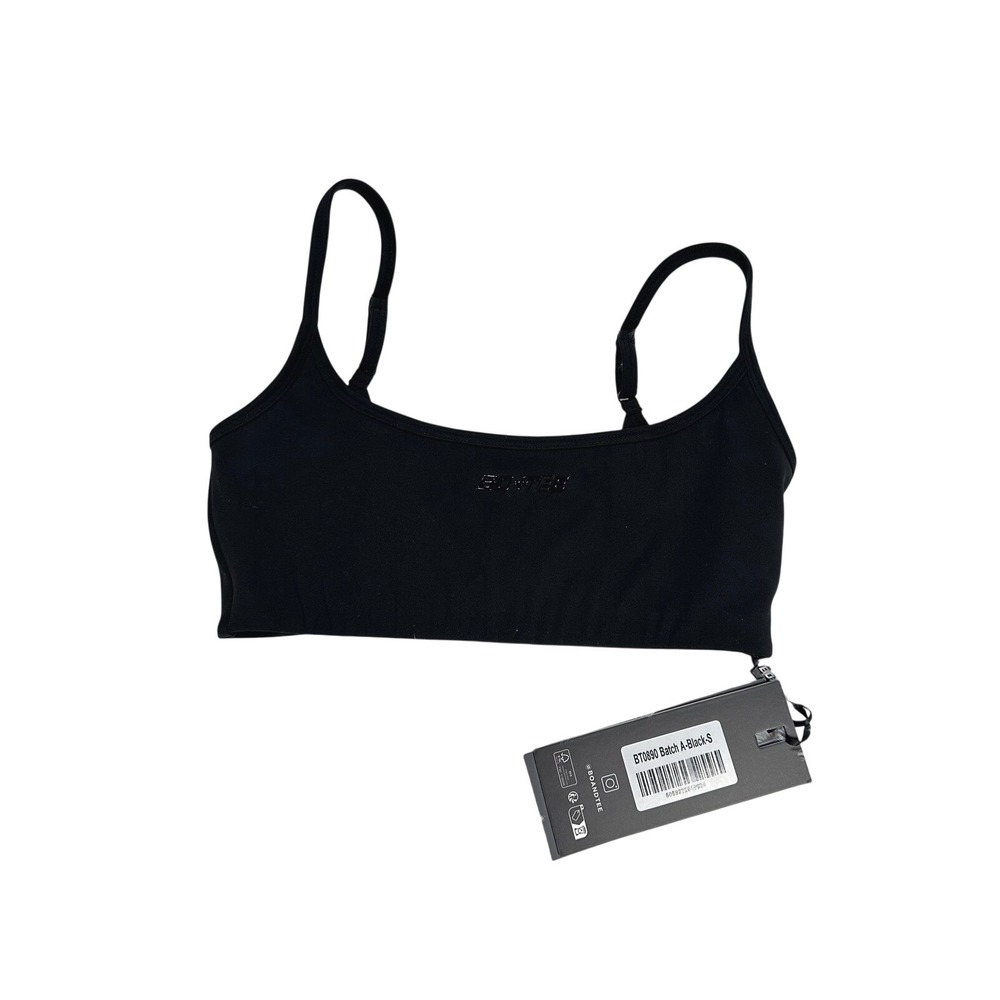 Bo+Tee Black Twist Back Scoop Neck Sports Bra size - Small
